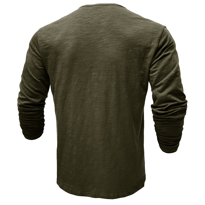 Hommes - Henley à manches longues - Coton doux - Chemise décontractée confortable pour tous les jours