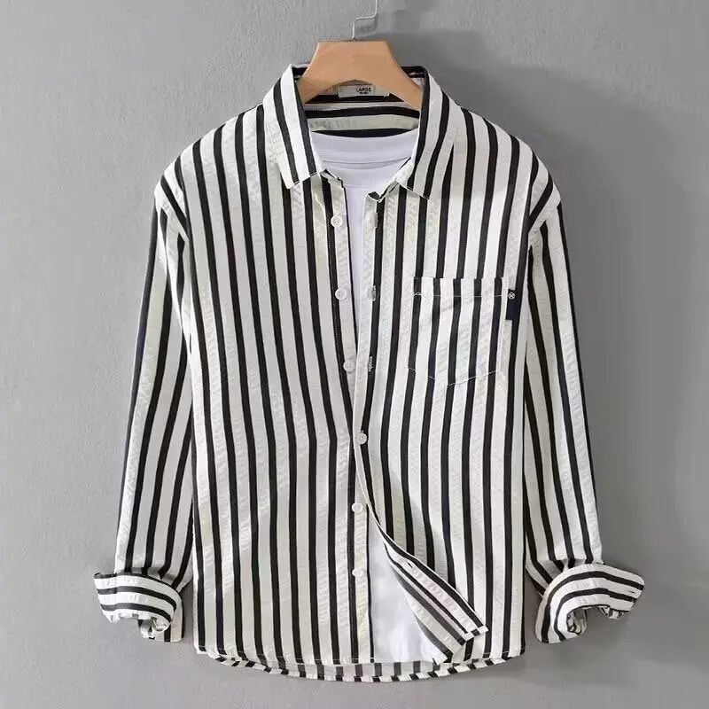 Hommes - Chemise à rayures - Mélange de coton doux - Élégante chemise décontractée pour toutes les occasions