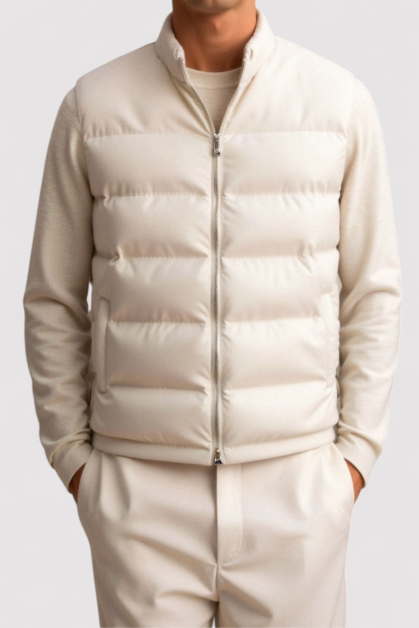 Hommes - Gilet d'affaires haut de gamme - Mélange de tissu - Col montant - Vêtement chic pour les occasions formelles