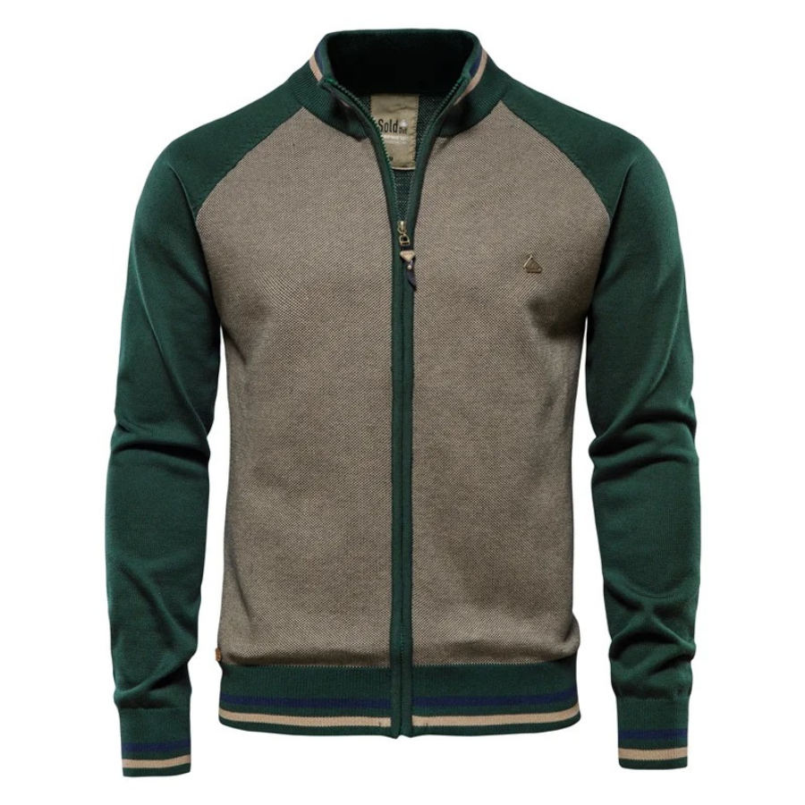 Cardigan Sportif - Fermeture Éclair et Manches Contrastées - Confortable et Élégant