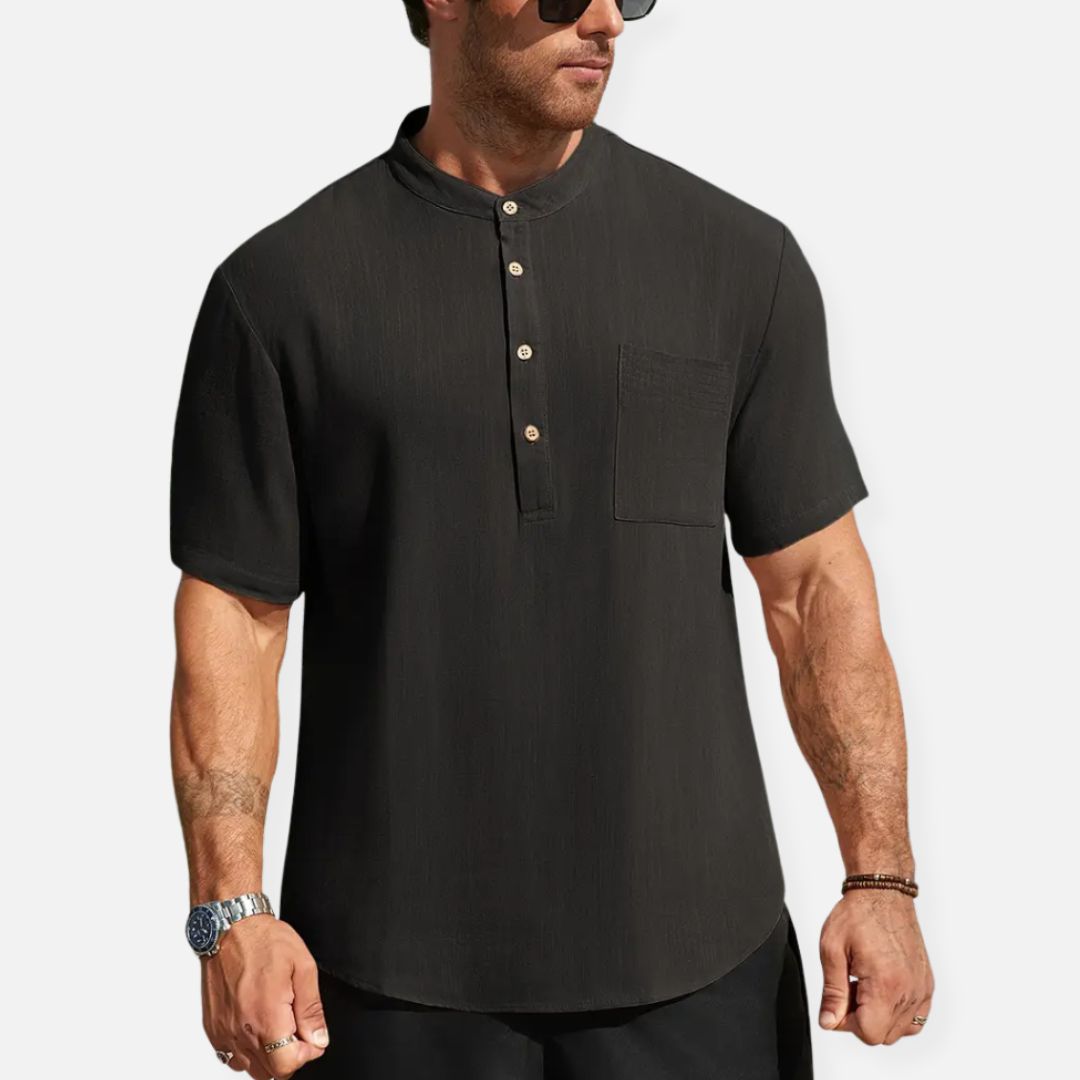 Hommes - Chemise en lin boutonnée - Respirante et élégante - Idéale pour les journées chaudes