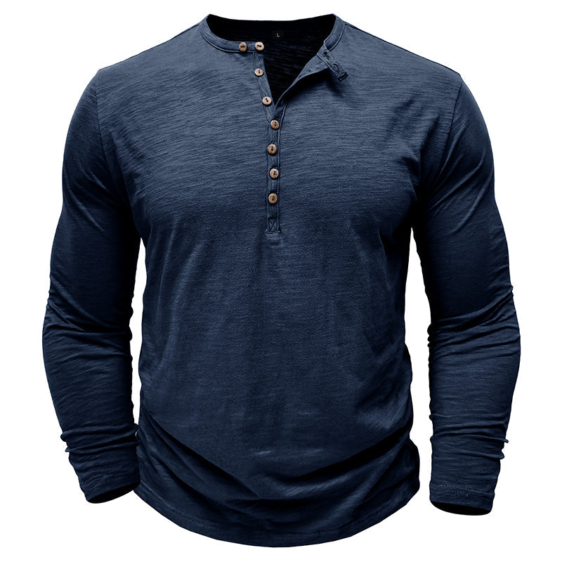 Hommes - Henley à manches longues - Coton doux - Chemise décontractée confortable pour tous les jours