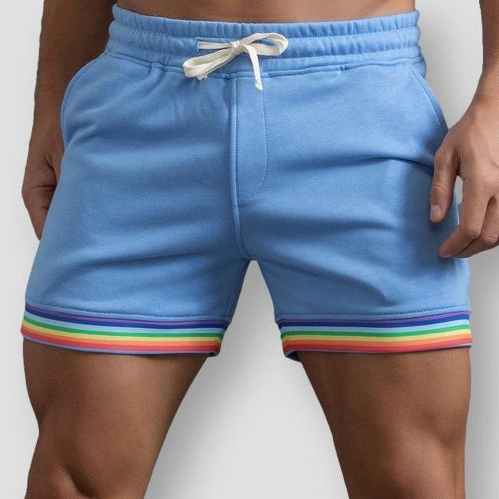 Hommes - Short en coton arc-en-ciel - Mode estivale colorée - Confort et style - Pantalon tendance