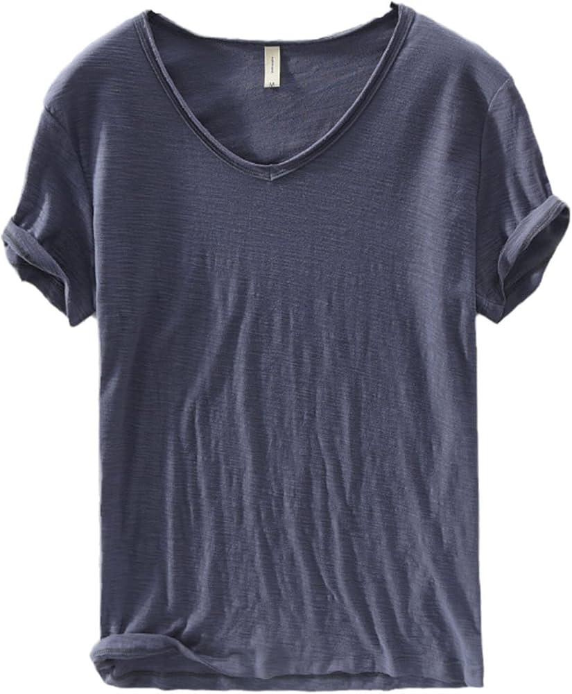 Hommes - Chemise à col en V - Mélange coton-linium - Élégance décontractée pour toutes les occasions
