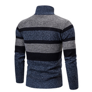 Hommes - Cardigan rayé en maille - Col montant confortable - Vêtement tendance pour un style décontracté
