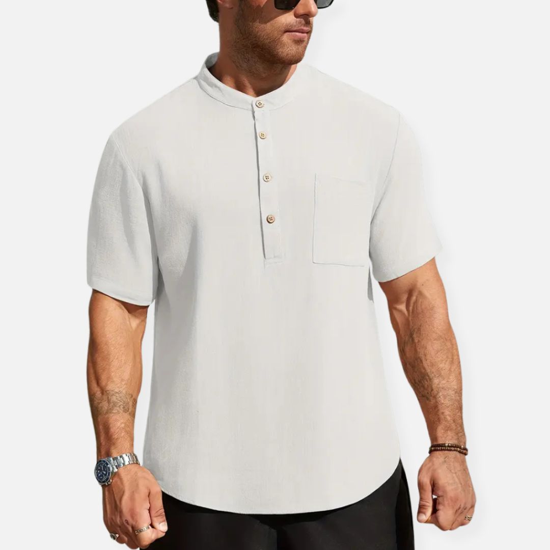 Hommes - Chemise en lin boutonnée - Respirante et élégante - Idéale pour les journées chaudes