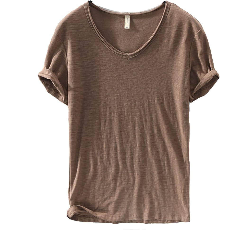Hommes - Chemise à col en V - Mélange coton-linium - Élégance décontractée pour toutes les occasions