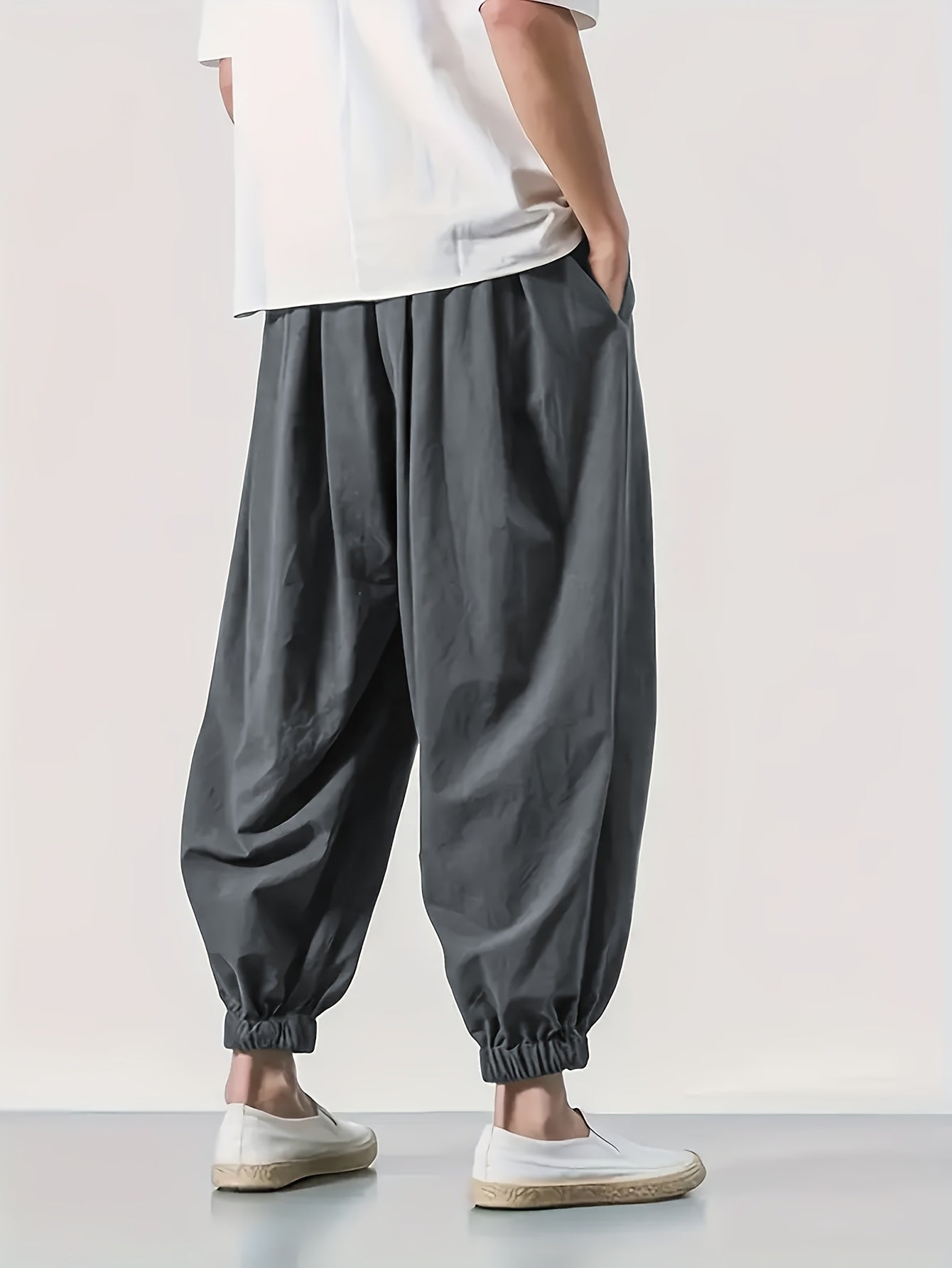 Homme - Pantalon de harem - Lin léger - Confortable et élégant pour un look décontracté