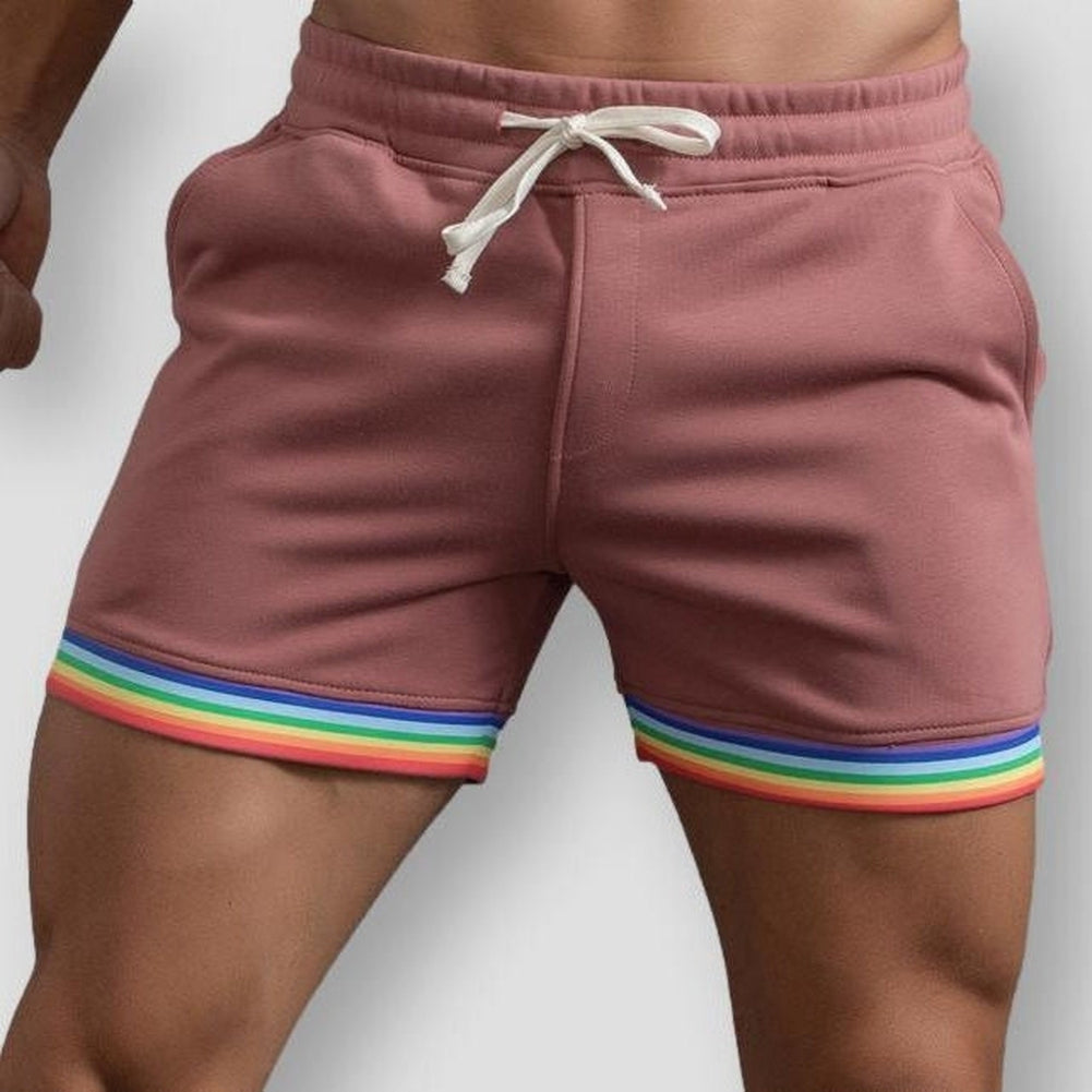 Hommes - Short en coton arc-en-ciel - Mode estivale colorée - Confort et style - Pantalon tendance