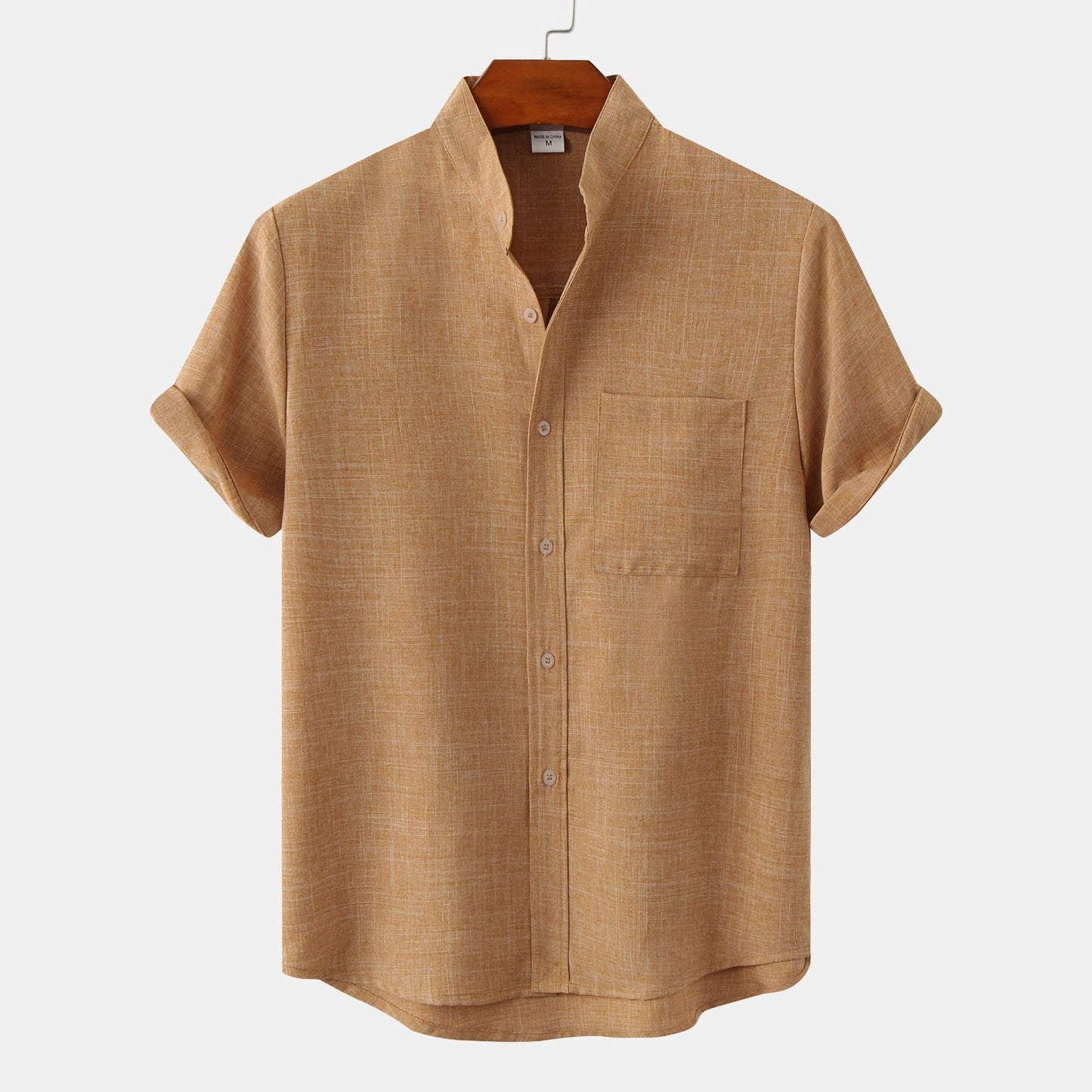 Hommes - Chemise en lin à manches courtes avec revers - Élégance décontractée pour l'été - Mode masculine