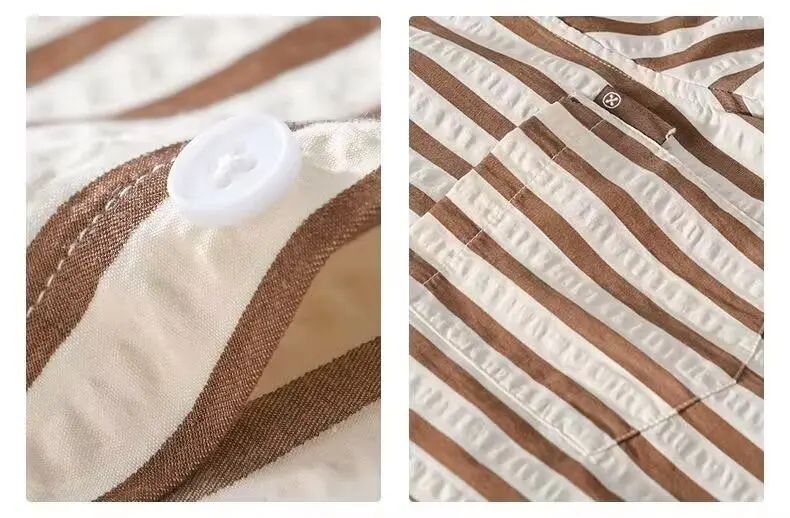 Hommes - Chemise à rayures - Mélange de coton doux - Élégante chemise décontractée pour toutes les occasions