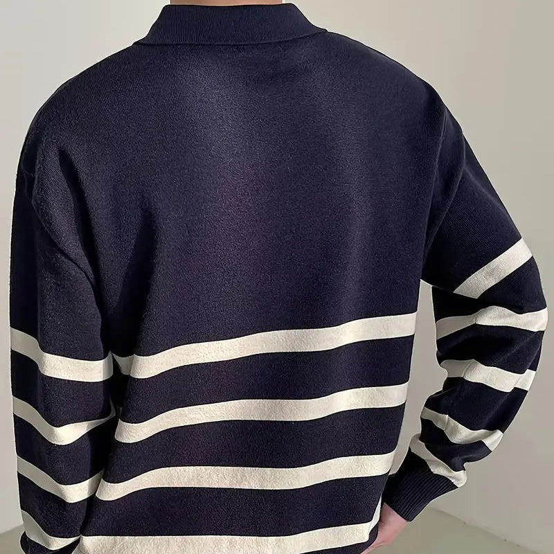 Hommes - Pull rayé chic - Tissu tricoté douillet - Tenue décontractée élégante pour un style moderne