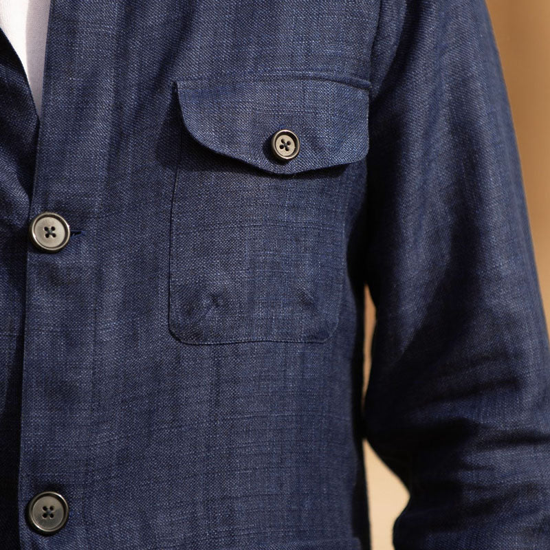 Hommes - Veste décontractée - Lin - Légère et élégante, coupe simple, manches longues - Mode estivale