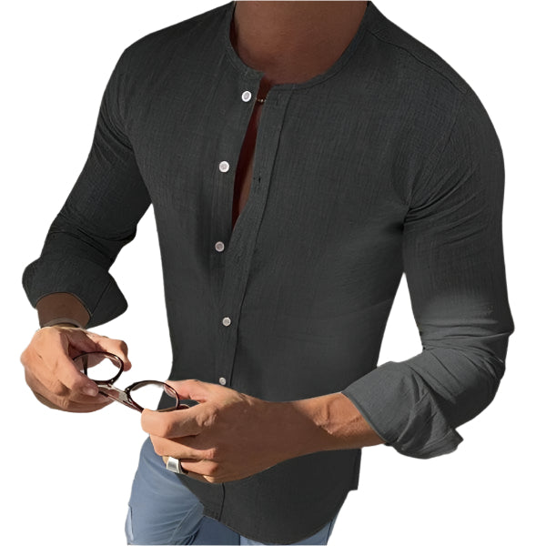 Hommes - Chemise en coton à manches longues - Design élégant et confortable - Mode essentielle et respirante