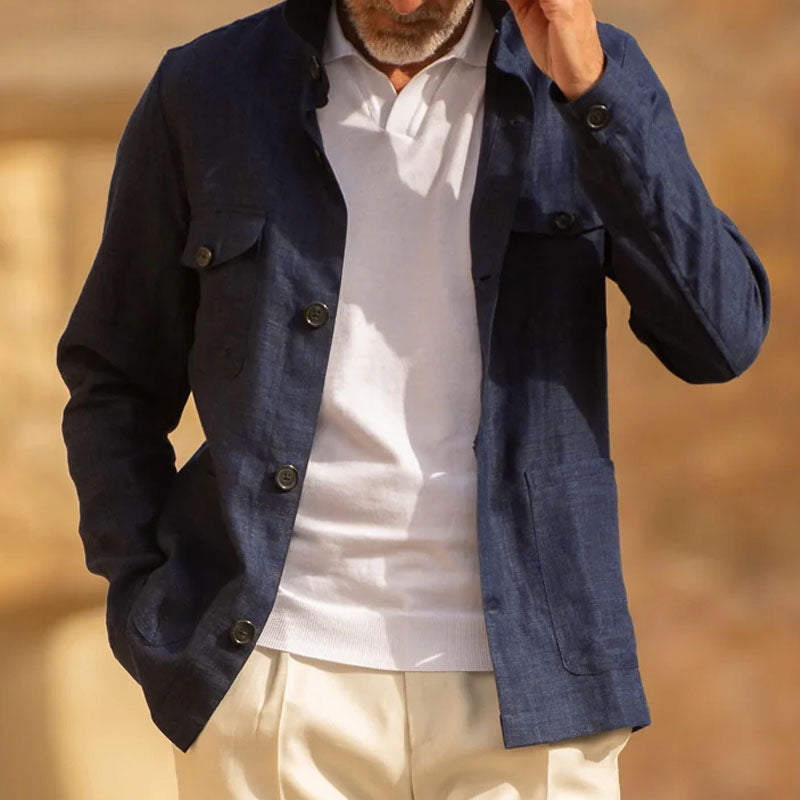 Hommes - Veste décontractée - Lin - Légère et élégante, coupe simple, manches longues - Mode estivale