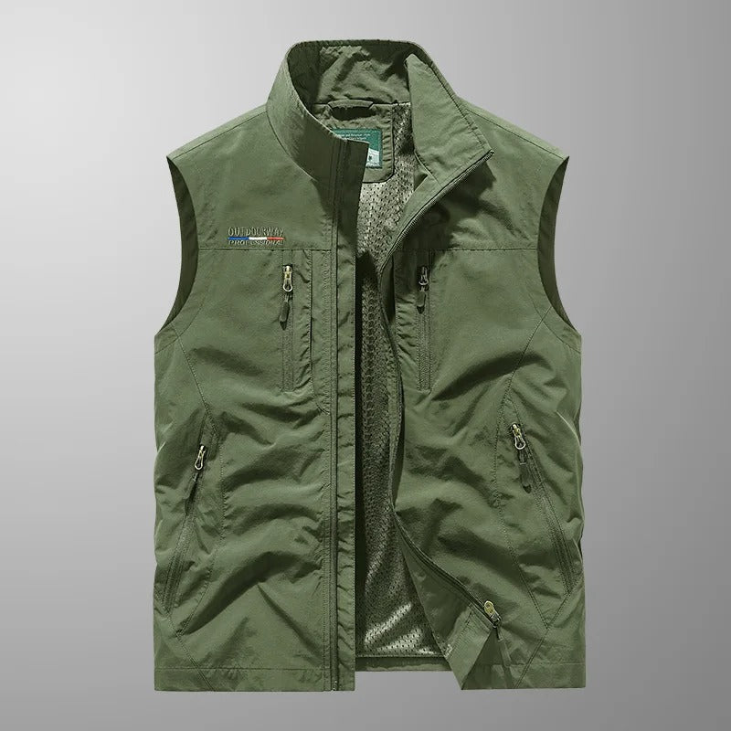 Hommes - Gilet Utilitaire - Tissu Léger et Durable - Idéal pour Activités de Plein Air - Confort et Praticité
