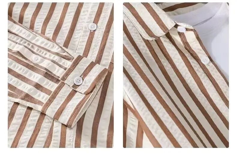 Hommes - Chemise à rayures - Mélange de coton doux - Élégante chemise décontractée pour toutes les occasions