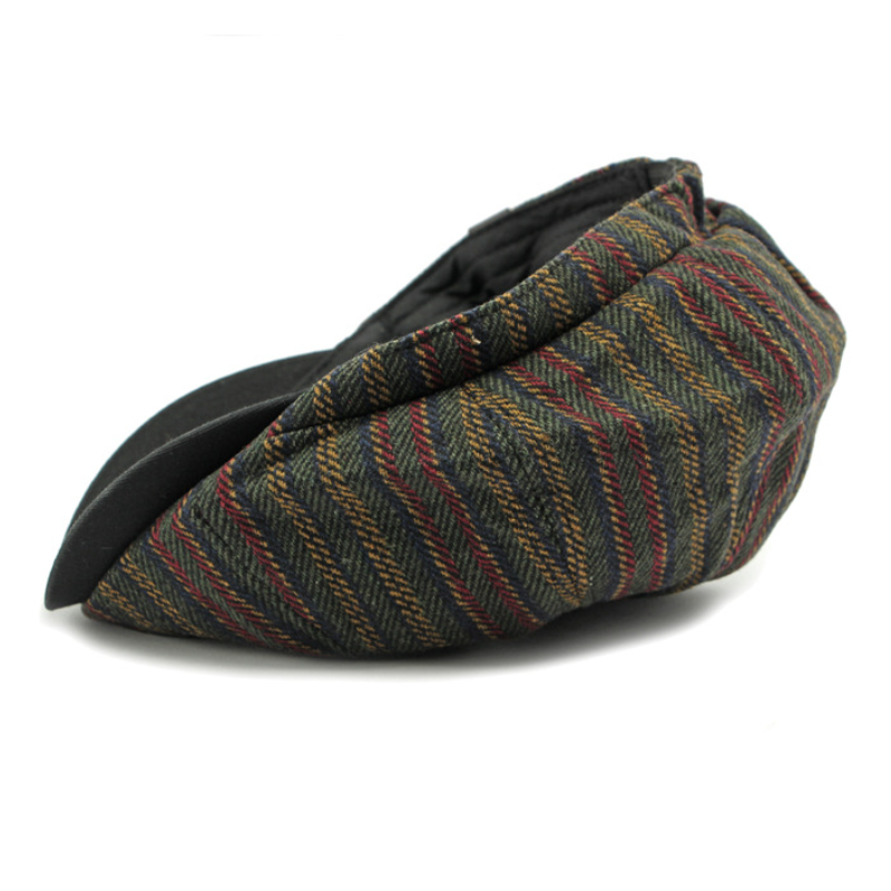Hommes - Chapeau Newsboy Vintage Rayé - Mélange de coton et de lin - Élégant et Confortable - Style Bohème