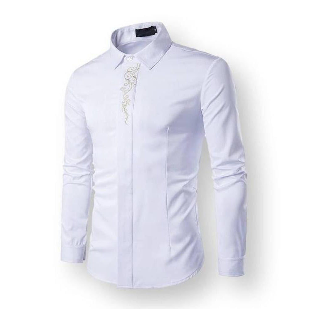 Hommes - Chemise habillée brodée - Coton - Élégance intemporelle - Parfaite pour les occasions spéciales