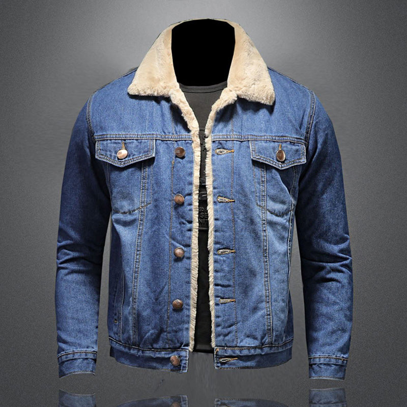 Hommes - Veste en jean élégante - Denim robuste - Doublure chaude - Mode décontractée pour l'hiver