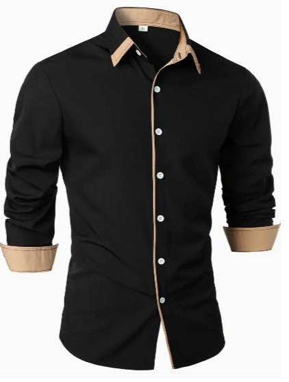 Hommes - Chemise décontractée à manches longues - Mélange de coton léger et respirant - Idéale pour un usage quotidien