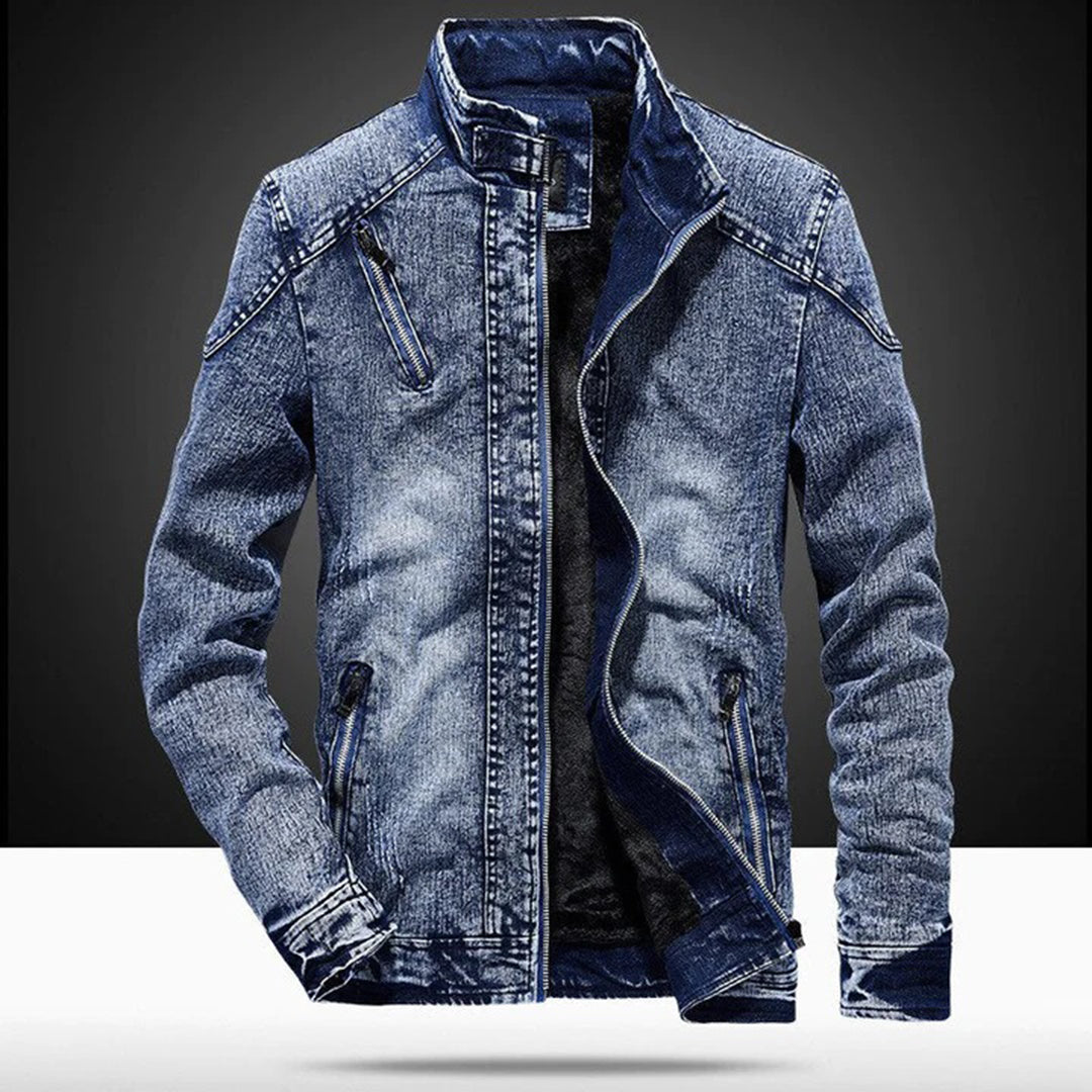 Hommes - Veste décontractée - Jean - Col montant - Indispensable pour l'été et le style décontracté