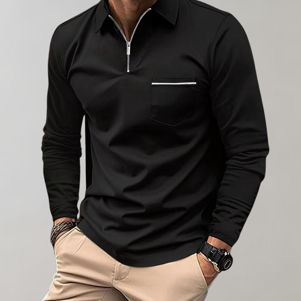 Homme - Polo à Manches Longues - Coton Confortable - Élégance Décontractée pour Toutes Occasions