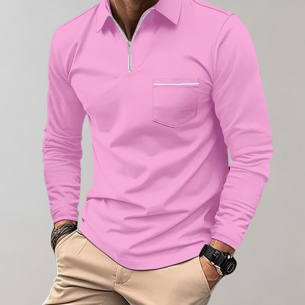 Homme - Polo à Manches Longues - Coton Confortable - Élégance Décontractée pour Toutes Occasions