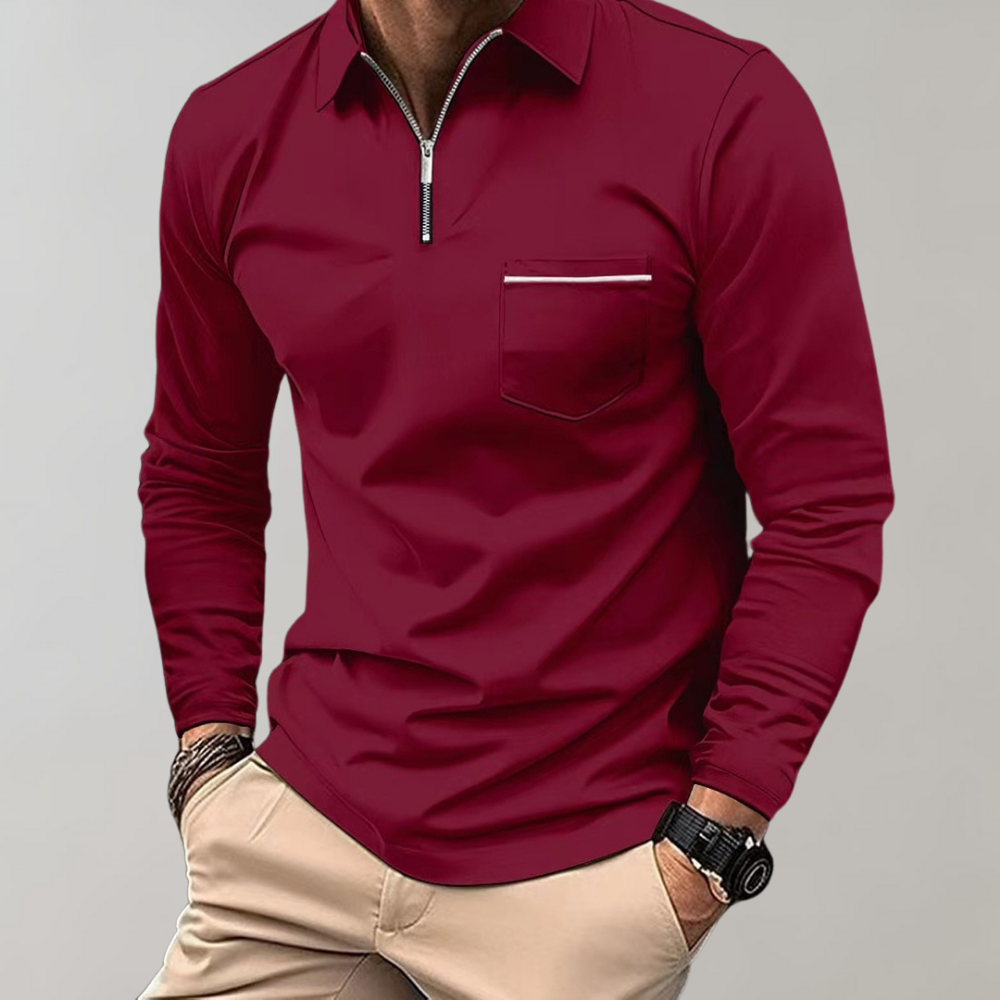 Homme - Polo à Manches Longues - Coton Confortable - Élégance Décontractée pour Toutes Occasions