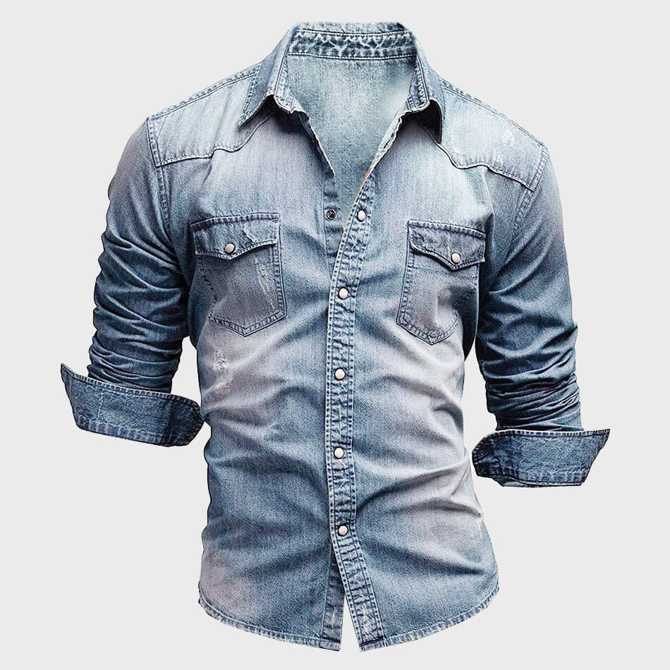 Hommes - Chemise - Jean - Manches longues - Fermeture à boutons - Style décontracté élégant pour toutes les occasions