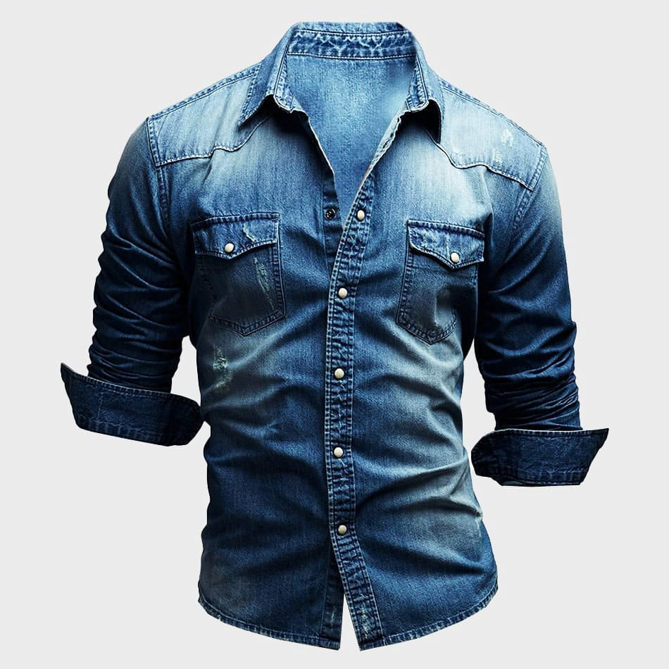 Hommes - Chemise - Jean - Manches longues - Fermeture à boutons - Style décontracté élégant pour toutes les occasions