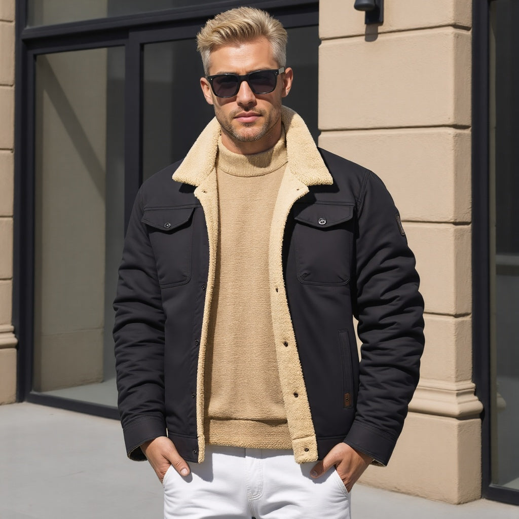 Hommes - Veste bombardier - Denim - Vintage - Idéale pour le printemps et les journées fraîches