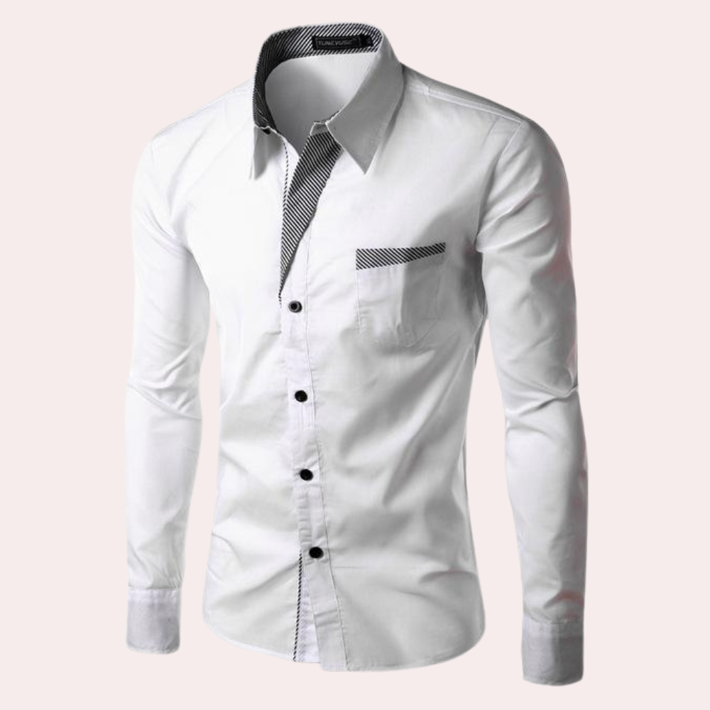 Hommes - Chemise habillée - Tissu durable - Slim Fit à Manches Longues - Polyvalente pour Toutes Occasions