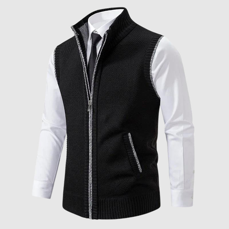 Hommes - Gilet zippé - Doux mélange de lain - Tricot douillet et confortable - Tendance pour un style décontracté