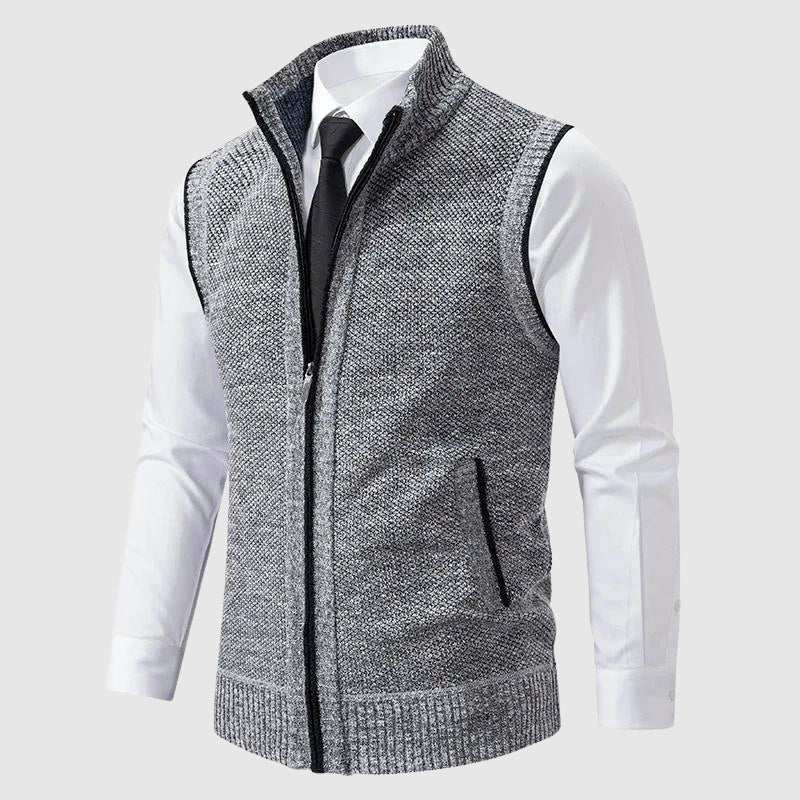Hommes - Gilet zippé - Doux mélange de lain - Tricot douillet et confortable - Tendance pour un style décontracté