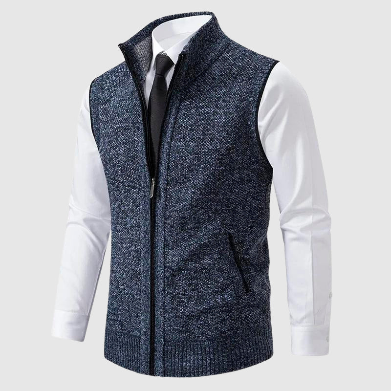 Hommes - Gilet zippé - Doux mélange de lain - Tricot douillet et confortable - Tendance pour un style décontracté