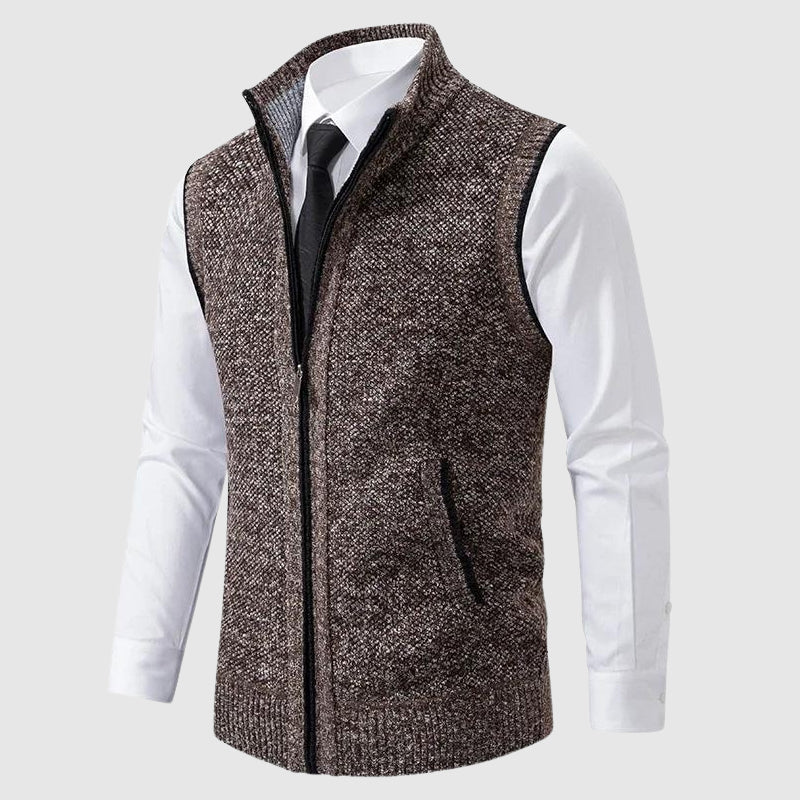 Hommes - Gilet zippé - Doux mélange de lain - Tricot douillet et confortable - Tendance pour un style décontracté