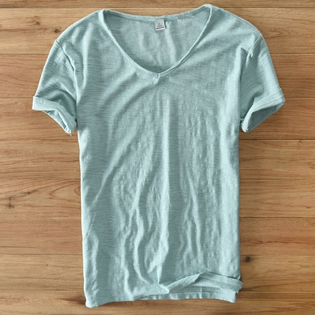 Hommes - Chemise à col en V - Mélange coton-linium - Élégance décontractée pour toutes les occasions