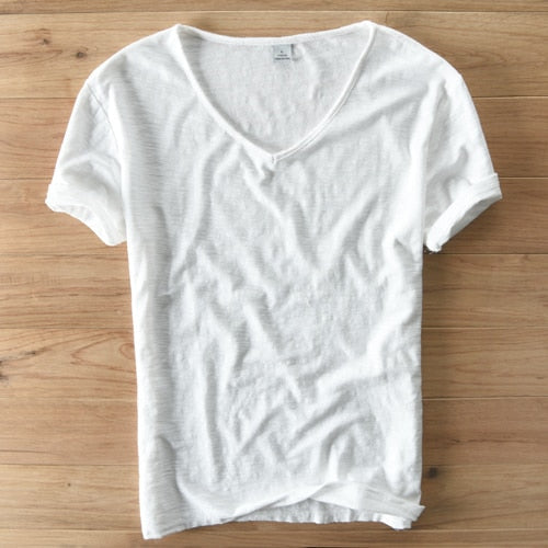 Hommes - Chemise à col en V - Mélange coton-linium - Élégance décontractée pour toutes les occasions
