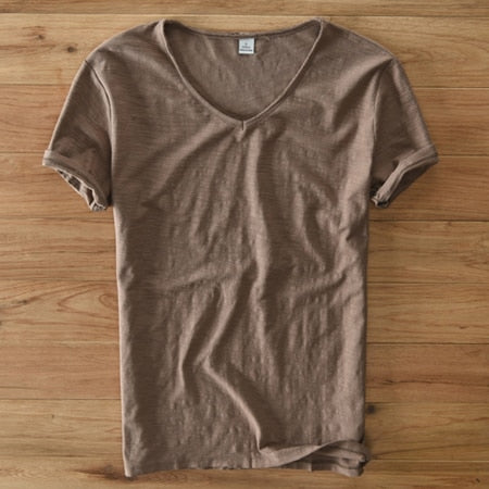 Hommes - Chemise à col en V - Mélange coton-linium - Élégance décontractée pour toutes les occasions