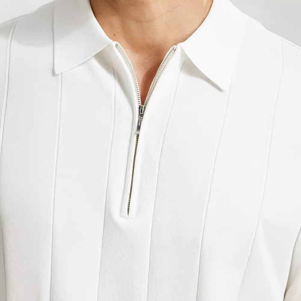 Hommes - Polo zippé confortable - Mélange de coton - Élégance décontractée pour toutes les occasions