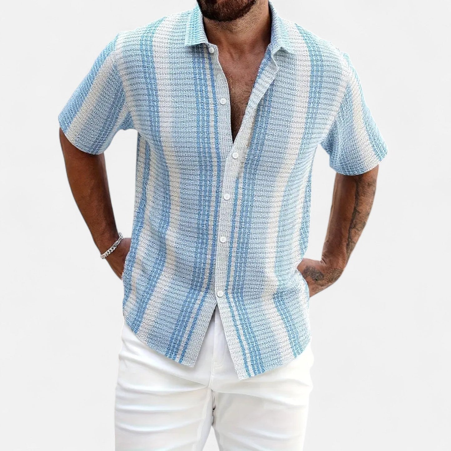 Hommes - Chemise décontractée à rayures - Coton léger - Élégance quotidienne avec style