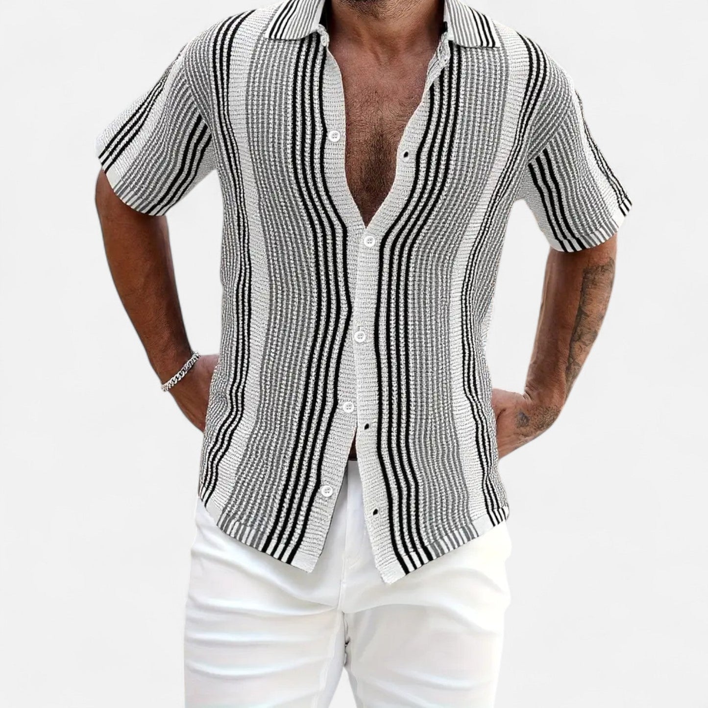 Hommes - Chemise décontractée à rayures - Coton léger - Élégance quotidienne avec style