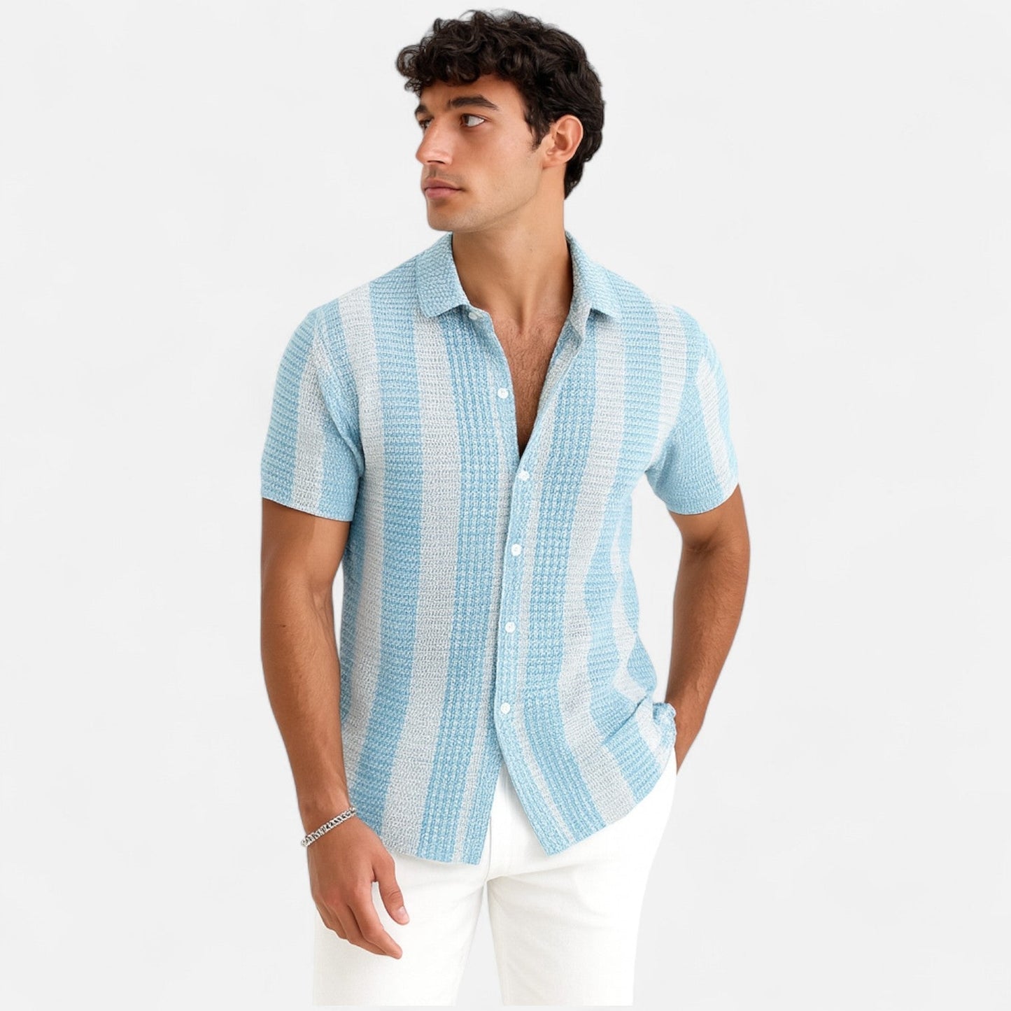 Hommes - Chemise décontractée à rayures - Coton léger - Élégance quotidienne avec style