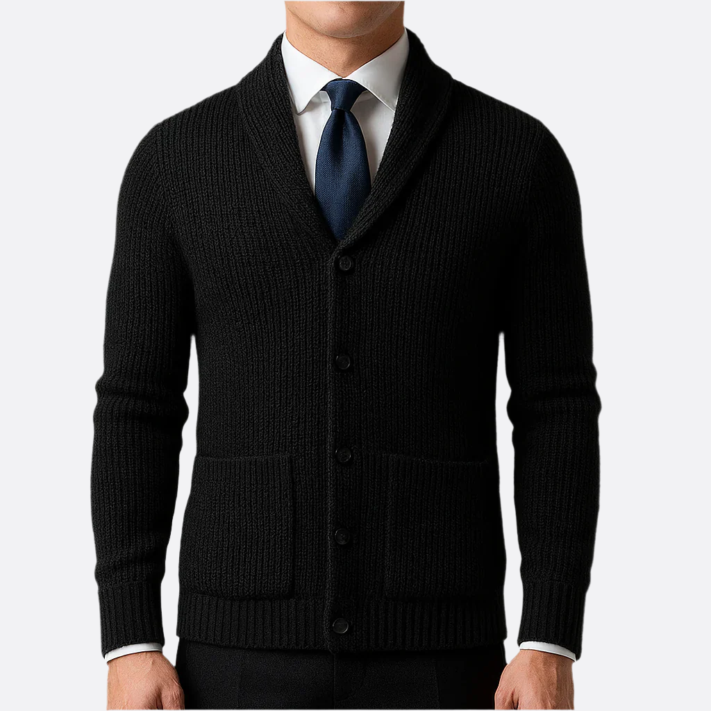 Hommes - Cardigan - Tricot confortable - Col châle avec poches avant - Mode décontractée