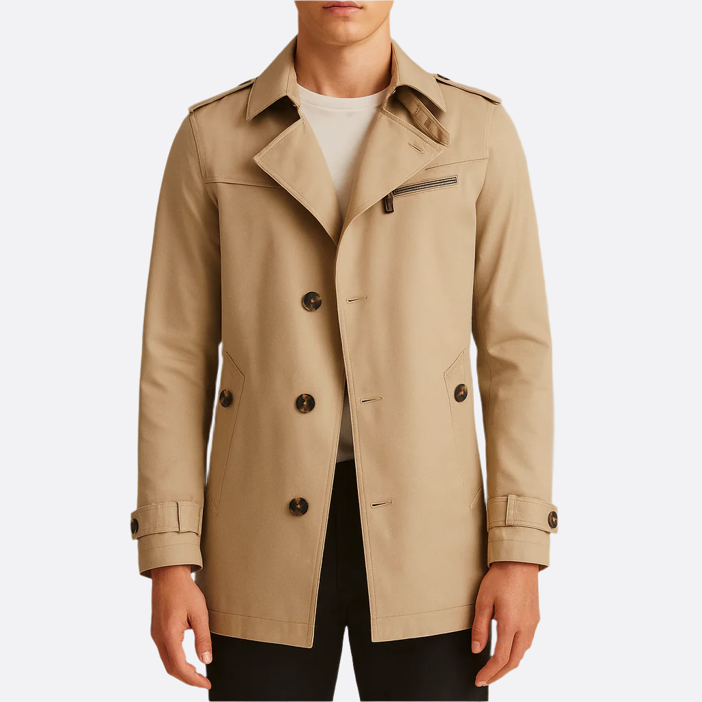 Hommes - Trench-coat croisé - Ceinturé - Manteau imperméable élégant pour chaque saison