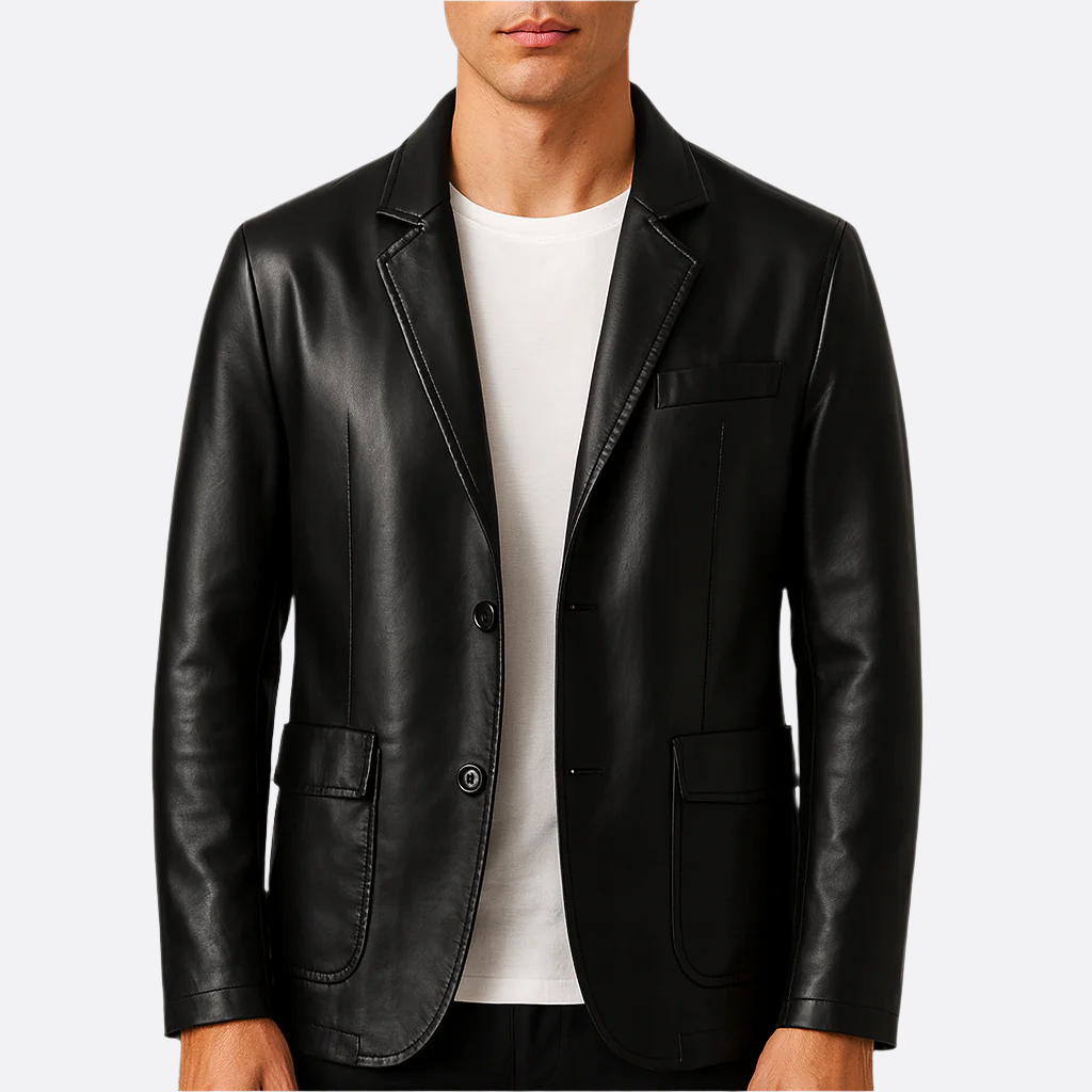 Hommes - Veste - Simili-cuir - Boutonnée avec revers - Élégante et tendance pour un style moderne