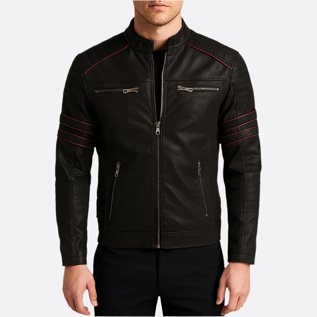Hommes - Veste de motard élégante - Matière résistante - Fermeture zippée - Style tendance pour toutes les occasions