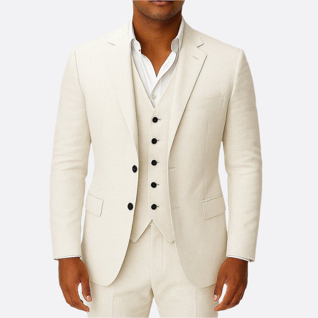 Hommes - Costume 3 pièces - Lin - Blazer, gilet et pantalon sur mesure pour occasions spéciales