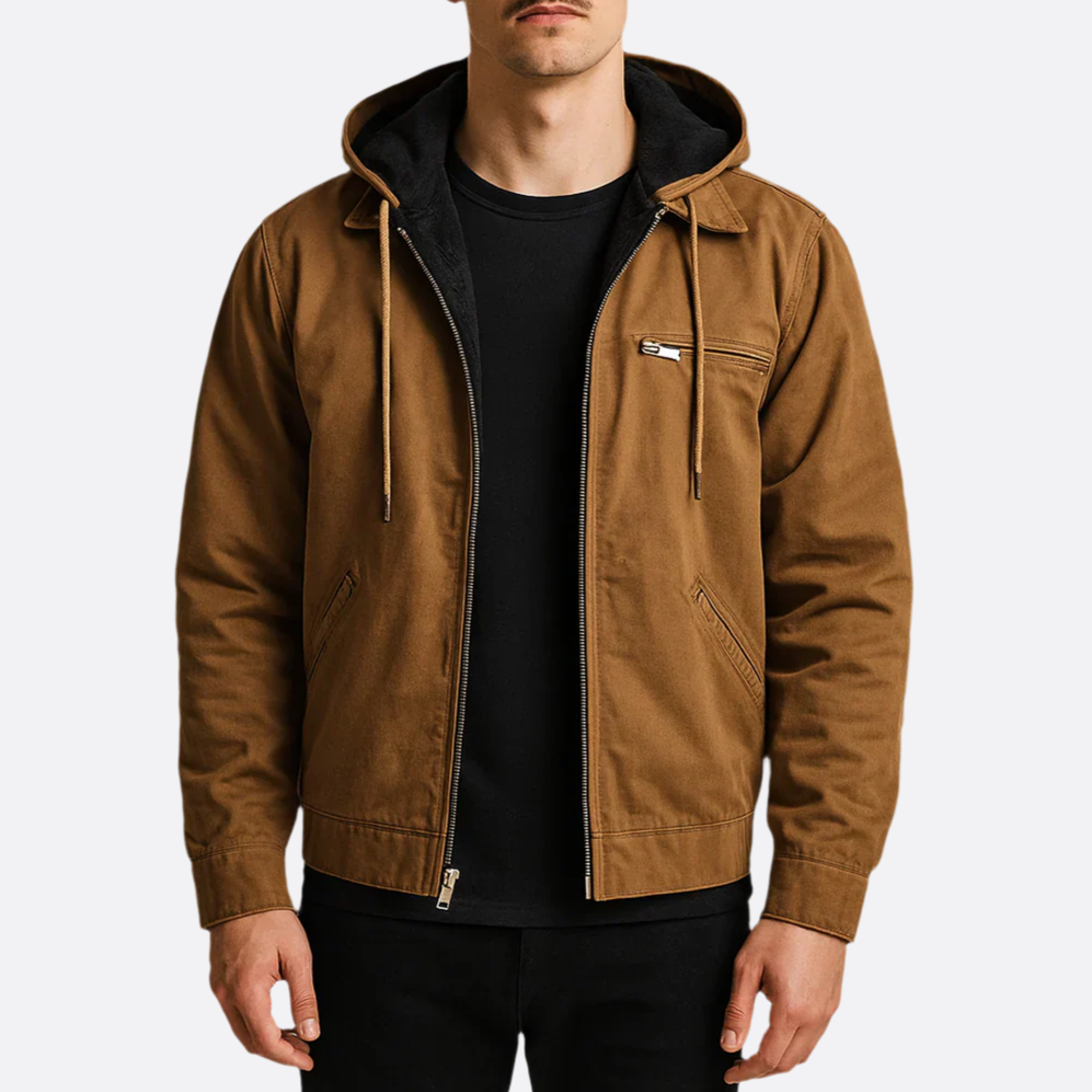 Hommes - Veste de travail à capuche en sherpa - Coton mélangé - Doublée et zippée, Confort et la chaleur